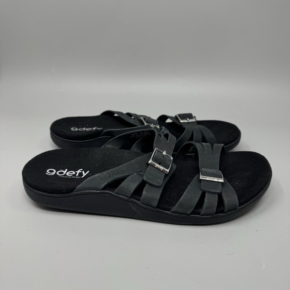 Gravity Defyer Ortal Women's Orthotic COMFORT SANDALS BUCKLE Black Size 9